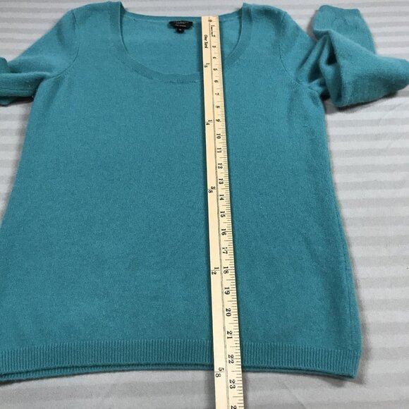 Talbots Sweater Womens Medium Teal Pure Cashmere Scoop Neck Pullover Long Sleeve - Picture 6 of 7